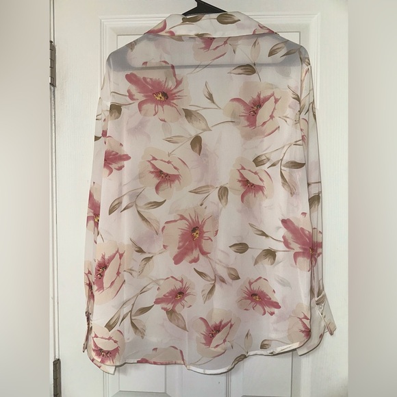Sheer Floral Shirt - Ivory/Combo - Size Large - Picture 11 of 11